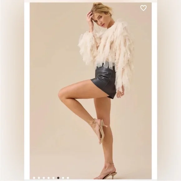 Altard state Elegant Cream Ruffled Women's Top - Picture 2 of 2